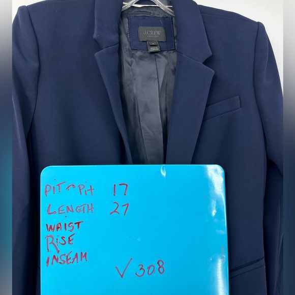 J Crew Collection Black Label Navy Blue Blazer Womens 8 Single One Button - Picture 8 of 8